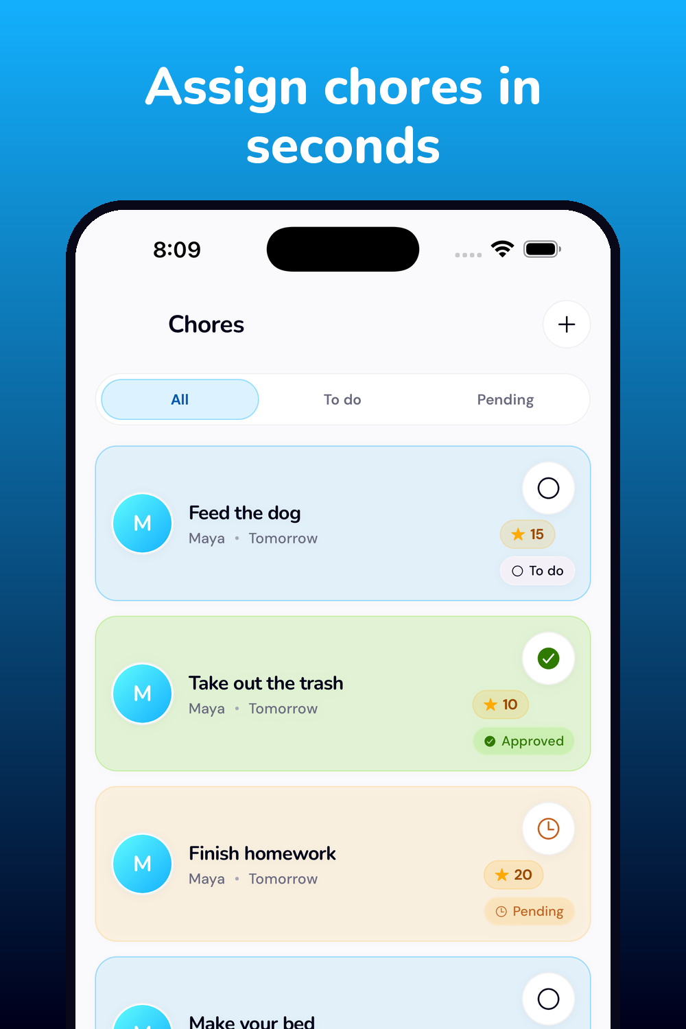 Assign chores in seconds